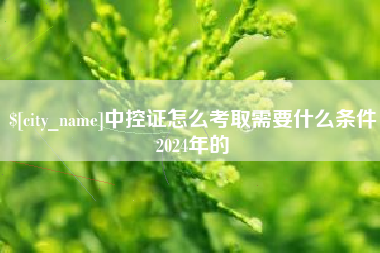 谷城中控证怎么考取需要什么条件2024年的